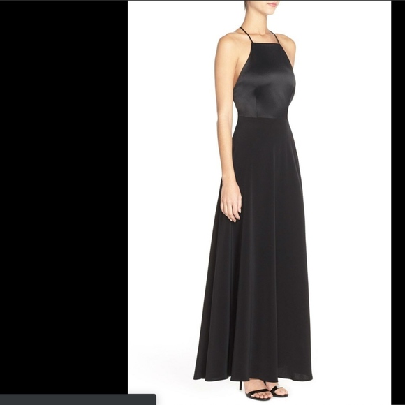 NWT $418 Jill Jill Stuart T-Back Satin Gown Black‎ [SZ 8 ] - Picture 3 of 5
